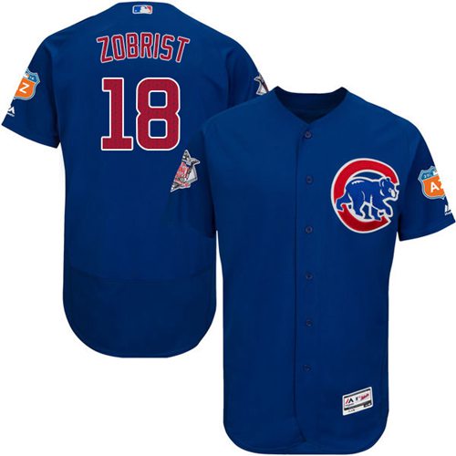 Cubs #18 Ben Zobrist Blue Flexbase Authentic Collection Stitched MLB Jersey